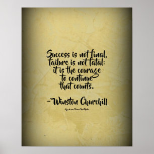 Churchill Success Quote Office Vintage Poster