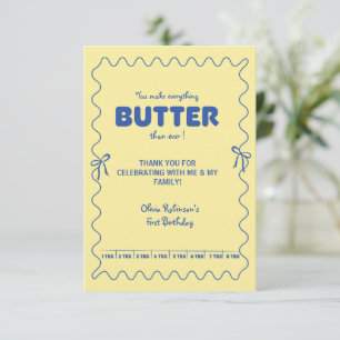Churning a Year Older Butter Birthday  Thank You Card
