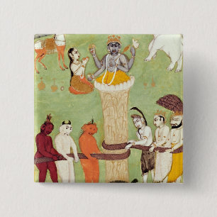 Churning of the Sea of Milk, 15th-17th century 15 Cm Square Badge