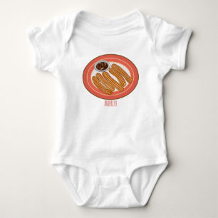 Churro cartoon illustration  baby bodysuit