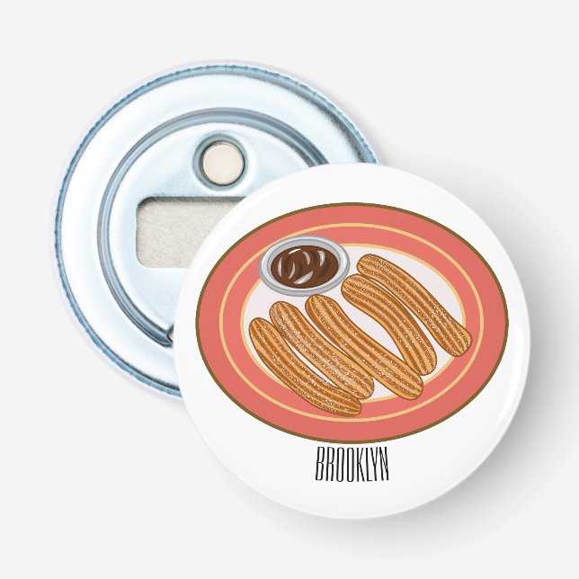 Churro cartoon illustration bottle opener (Front)