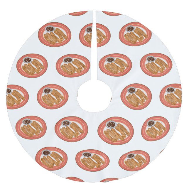 Churro cartoon illustration brushed polyester tree skirt (Front)