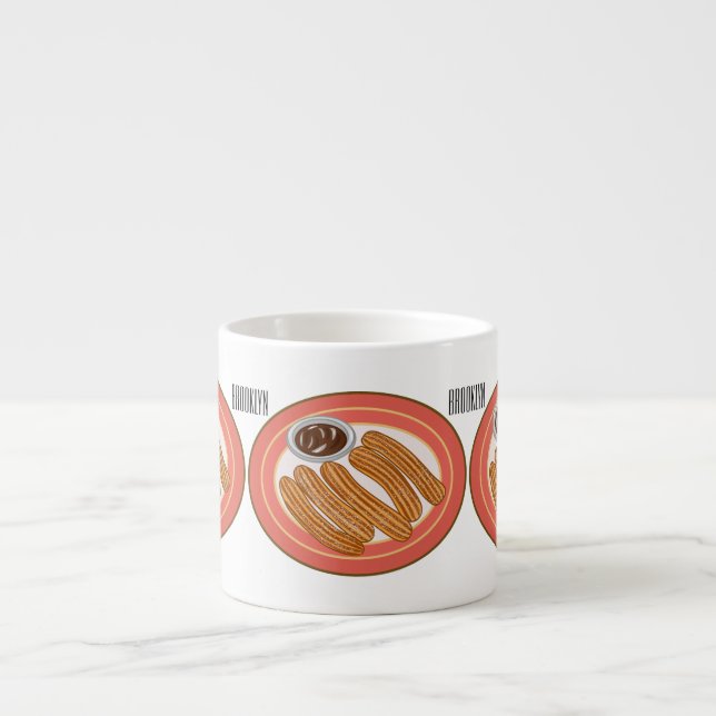 Churro cartoon illustration  espresso cup (Front)