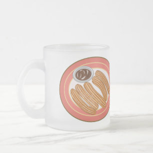 Churro cartoon illustration frosted glass coffee mug
