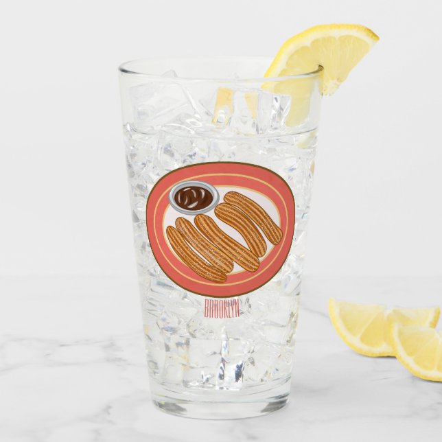 Churro cartoon illustration  glass (Back Ice)
