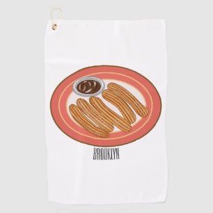 Churro cartoon illustration golf towel