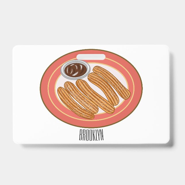 Churro cartoon illustration ID badge (Front)
