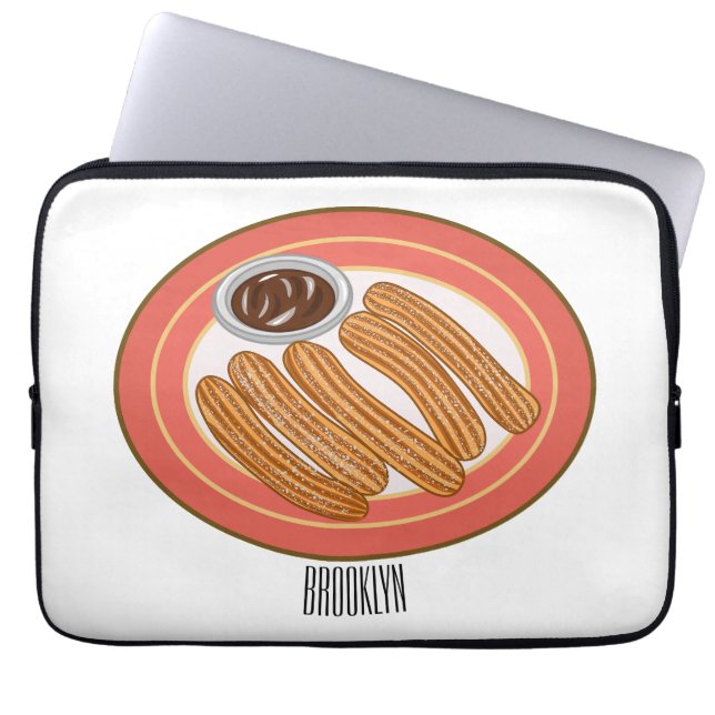 Churro cartoon illustration  laptop sleeve (Front)