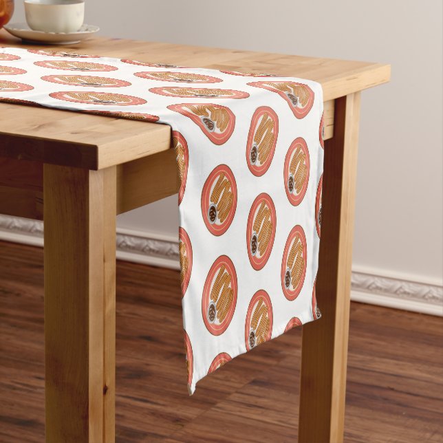 Churro cartoon illustration short table runner (In Situ)