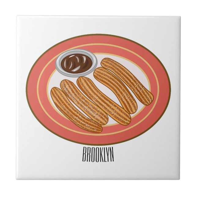 Churro cartoon illustration  tile (Front)