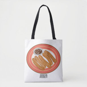 Churro cartoon illustration tote bag