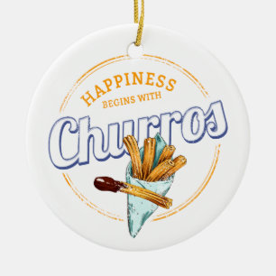 Churros Snack Vintage Dessert Retro Street Food Ceramic Tree Decoration