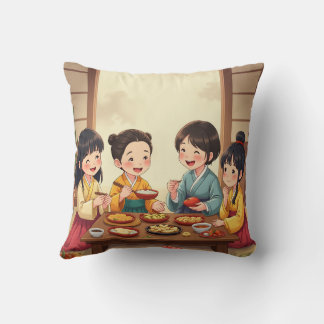 Chuseok food and table setting cushion