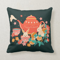 Chuseok Mid-Autumn Festival Teapot and Bunnies
