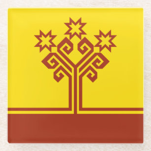 Chuvashia Flag Glass Coaster