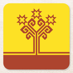 Chuvashia Flag Square Paper Coaster