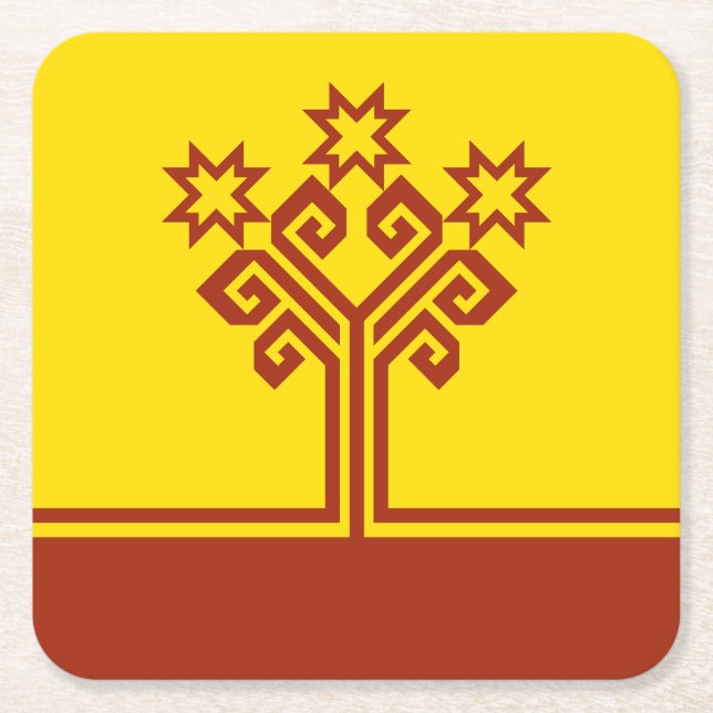 Chuvashia Flag Square Paper Coaster (Front)