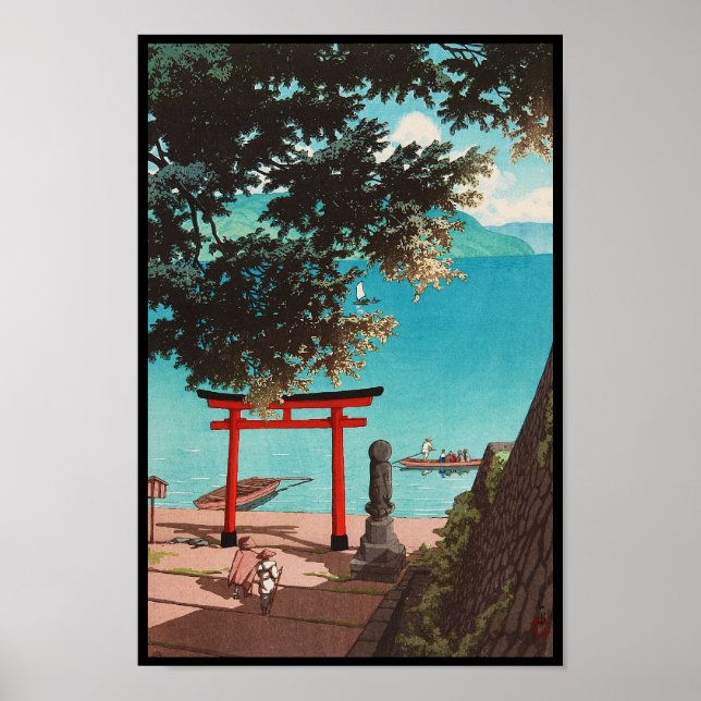Chuzenji Temple at Utagahama Beach Hasui Kawase Poster (Front)