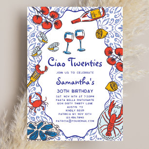 Ciao 20s Italian Seafood Wine Dinner 30th Birthday Invitation