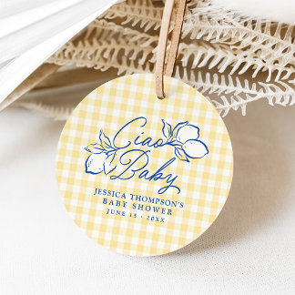 Ciao Baby Amalfi Lemon Blue & Yellow Baby Shower Favour Tags