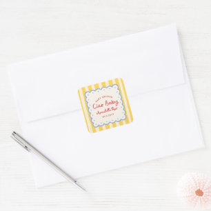 Ciao Baby Baby Shower Personalised Italian striped Square Sticker
