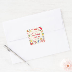 Ciao Baby Baby Shower Personalised Italian striped Square Sticker