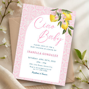 Ciao Baby Bambina Amalfi Italian Baby Shower Invitation
