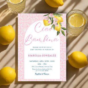 Ciao Baby Bambina Amalfi Italian Baby Shower Invitation