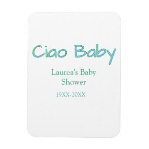 ciao baby blue green pastel baby shower name date  magnet