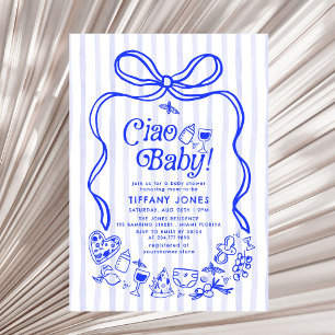 Ciao Baby Blue Italian Lemons Baby Shower Invitation