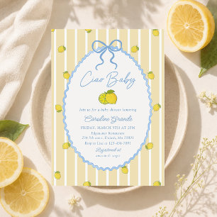 Ciao Baby Blue Lemon Baby Shower Invitation