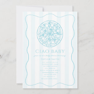Ciao Baby Blue Pizza Boy Baby Shower Invitation
