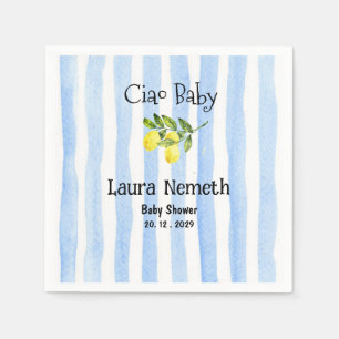 Ciao Baby Blue Stripes Lemon Baby Shower Napkin