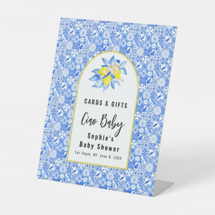 Ciao Baby, Blue Tiles And Lemons Cards & Gift Pedestal Sign
