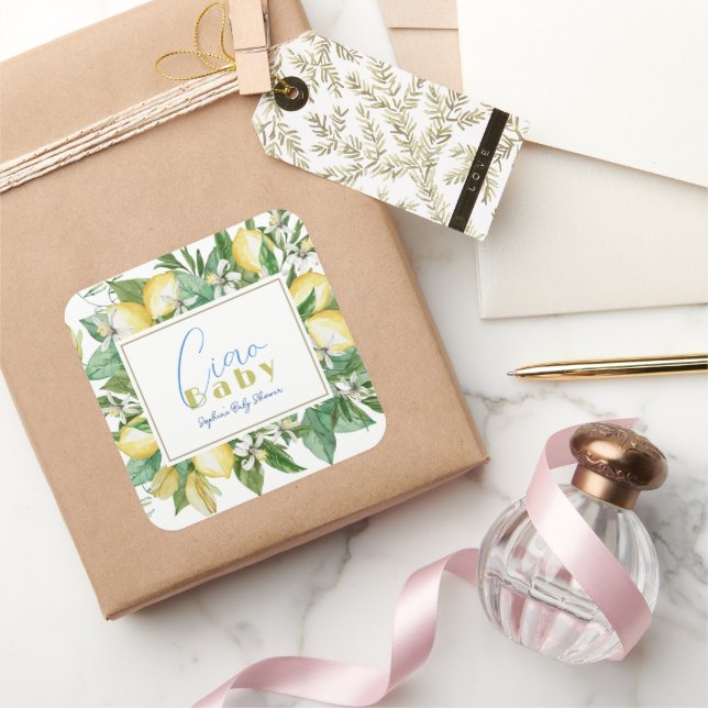 Ciao Baby Citrus Lemon Baby Shower Square Sticker (Gifting)