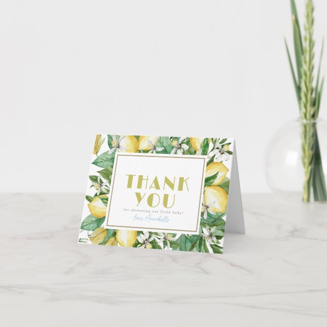 Ciao Baby Citrus Lemon Baby Shower Thank You Card (Front)