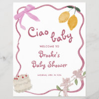 Ciao Baby Girl Baby Shower Welcome Sign