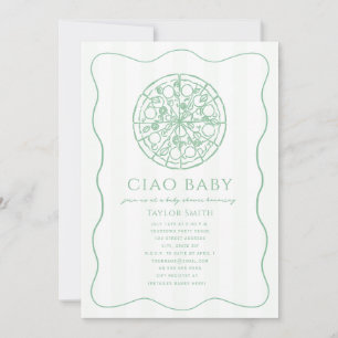 Ciao Baby Green Pizza Neutral Baby Shower Invitation