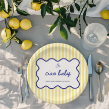 Ciao Baby Hand Drawn Blue & Yellow Baby Shower