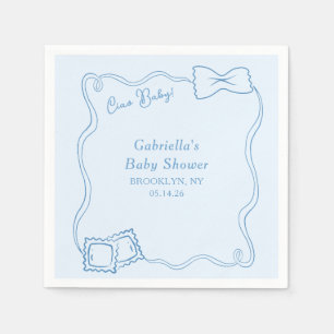 Ciao Baby Hand Drawn Pasta Italian Baby Shower Napkin