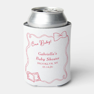 Ciao Baby Hand Drawn Pasta Italian Red Baby Shower Can Cooler