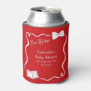Ciao Baby Hand Drawn Pasta Italian Red Baby Shower Can Cooler