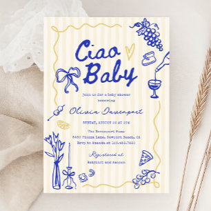Ciao Baby Italian Bambino Hand Drawn Baby Shower Invitation