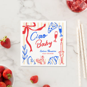 Ciao Baby Italian Bambino Hand Drawn Baby Shower Napkin