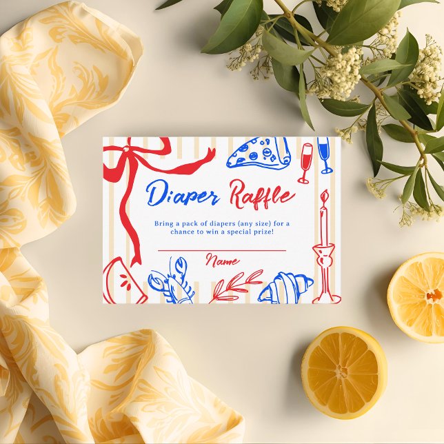 Ciao Baby Italian Bambino Hand Drawn Diaper Raffle Enclosure Card (Creator Uploaded)