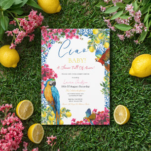 Ciao Baby Italian Blue Tile Lemons Baby Shower  Invitation