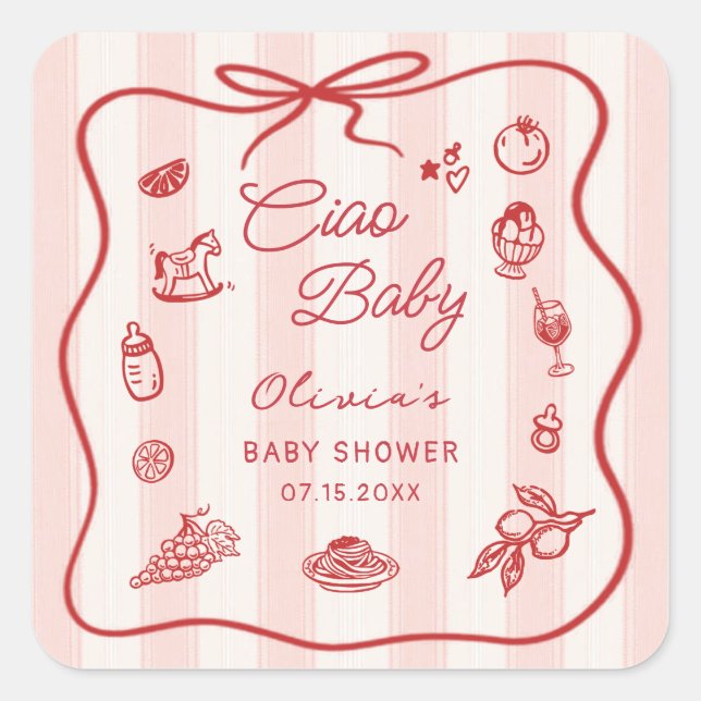 Ciao Baby Italian Lemon Baby Shower Sticker (Front)