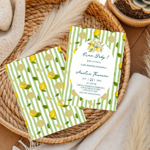 Ciao Baby Italian lemon theme blue Baby Shower Invitation