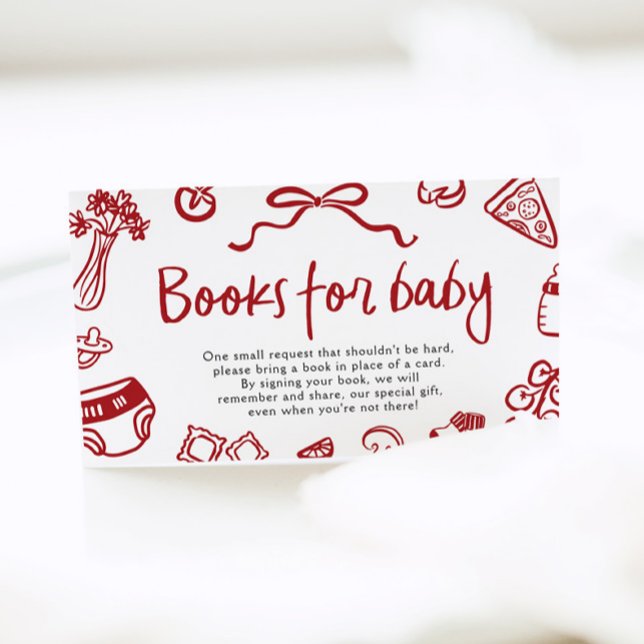 Ciao Baby Italian Pizza Baby Shower Books For Baby Enclosure Card (Ciao Baby Hand Drawn Italian Pizza Baby Shower Books For Baby Game Ticket)