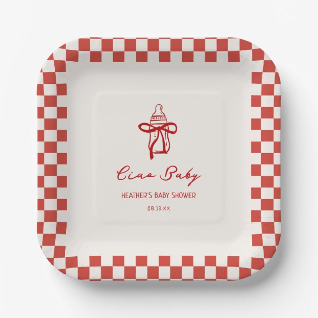 Ciao Baby Italian Pizza Baby Shower Paper Plate (Front)